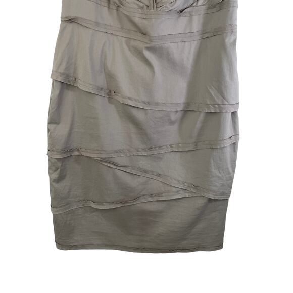 Alfani Sleeveless Tiered Bandage Sheath Pencil Mini Work Dress Gray Taupe Sz 2 - Picture 5 of 10